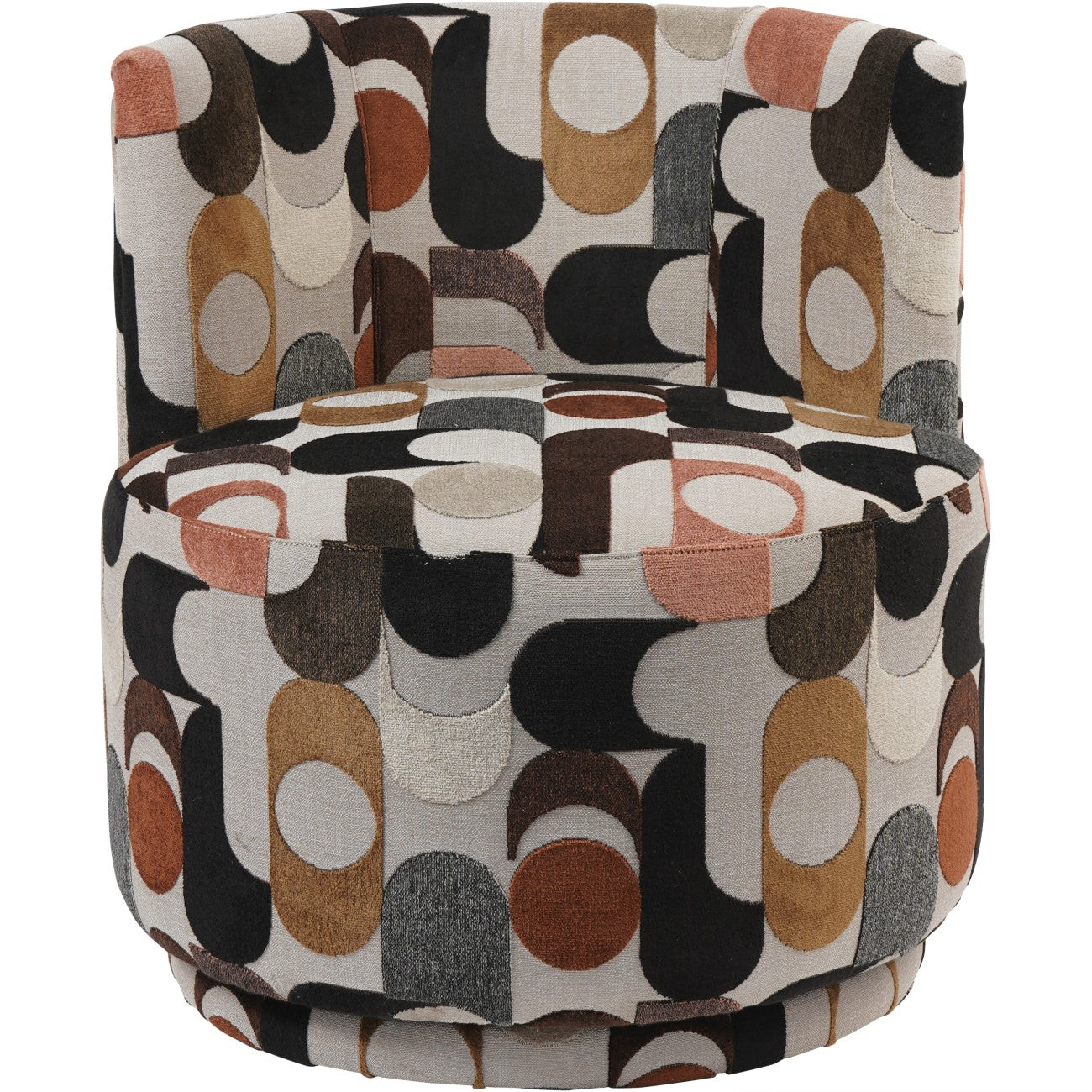 Portico Belgian Geometric Multi Colour Velvet Swivel Chair